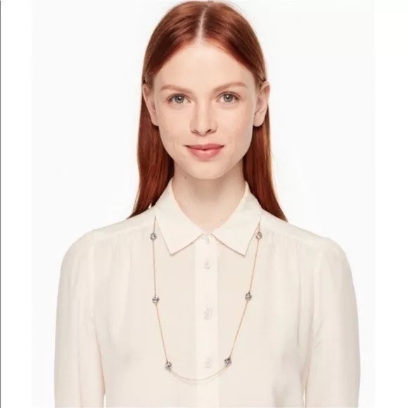 KATE SPADE NEW YORK LADY MARMALADE GOLD RHINESTONE SCATTER STATION NECKLACE - Picture 9 of 15